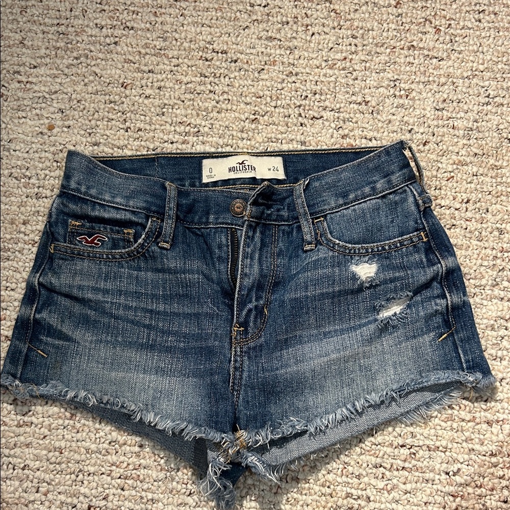 Hollister Blue Jean Shorts Distressed Cut-Off Style